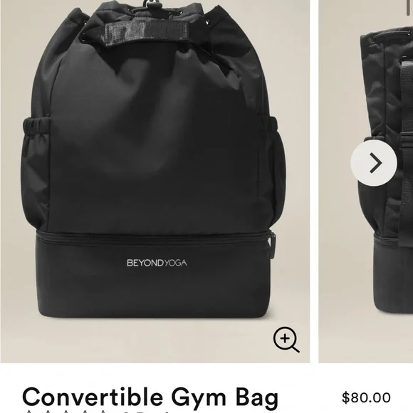 Beyond Yoga Convertible Studio Backpack / Tote - NWOT! NWOT Beyond Yoga Convertible Gym Bag Black Backpack Tote Pockets main image 3